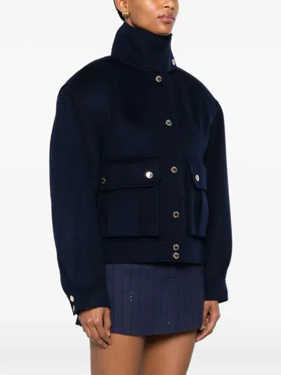 Sandro Double-faced Standing Collar Coat In Black