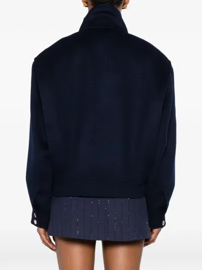 Sandro Double-faced Standing Collar Coat In Black