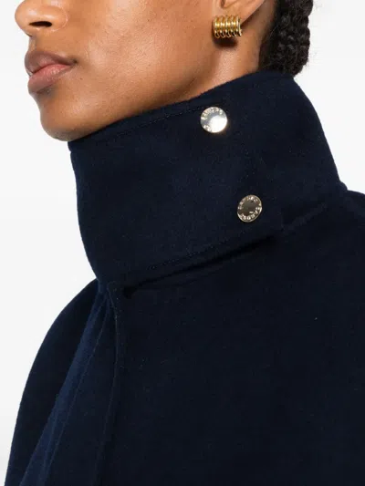 Sandro Double-faced Standing Collar Coat In Black