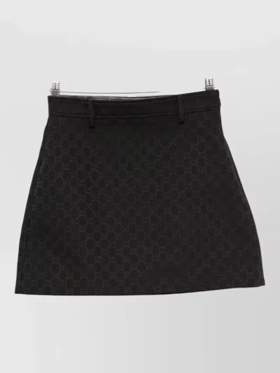Gucci Solid Color Flared Umbrella Skirt In Black