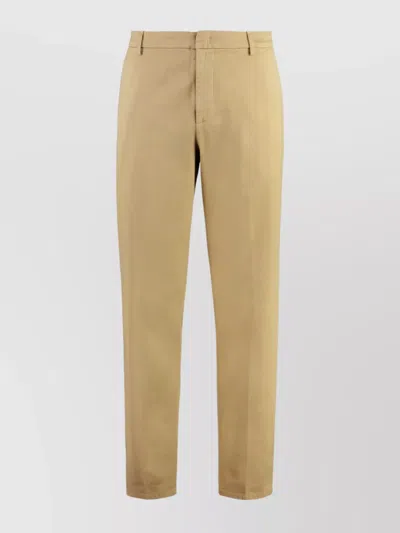 Dondup Cotton Regular-fit Straight-leg Trousers In Brown