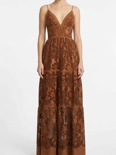 Ermanno Firenze Dress With Embroidery In Brown