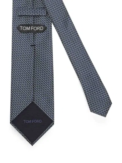 Tom Ford Geometric Pattern Silk Tie In Transparent