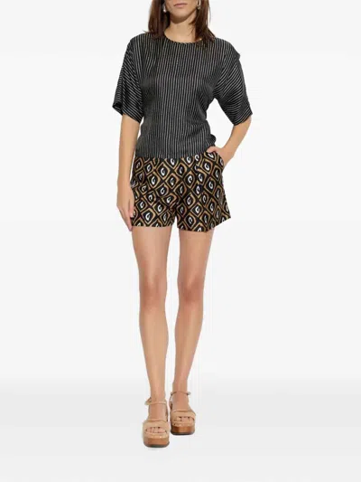 Max Mara Silk Stripe Short-sleeve Blouse In Multi