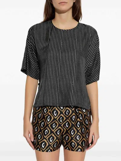 Max Mara Silk Stripe Short-sleeve Blouse In Multi