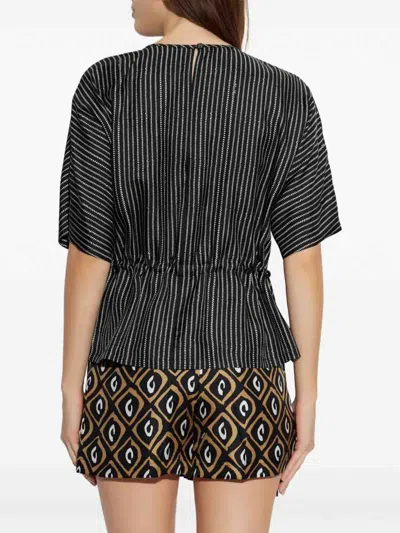 Max Mara Silk Stripe Short-sleeve Blouse In Multi