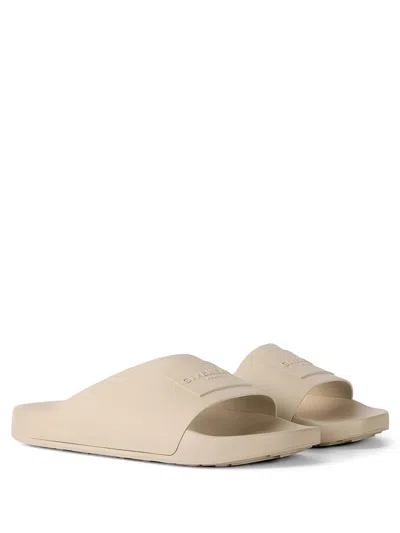 Givenchy Rubber Slide Mules Flat Open Toe Label In Neutral