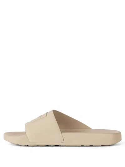 Givenchy Rubber Slide Mules Flat Open Toe Label In Neutral