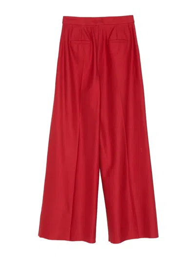 Max Mara Cotton Gabardine Jersey Trousers In Red