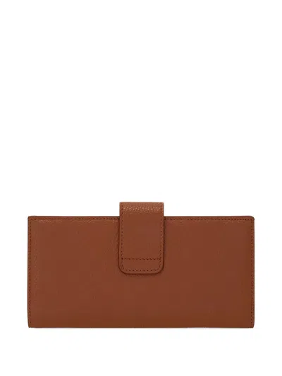 Ferragamo Grained Leather Continental Wallet In Brown
