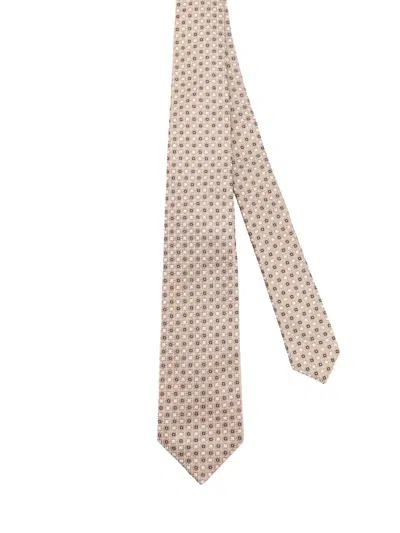 Kiton Silk Tie In Neutral