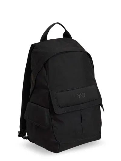 Y-3 Canvas Cotton Backpack With Pockets In Black