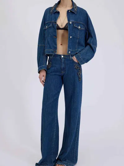 Ermanno Firenze Jeans With Embroidered Stones In Blue