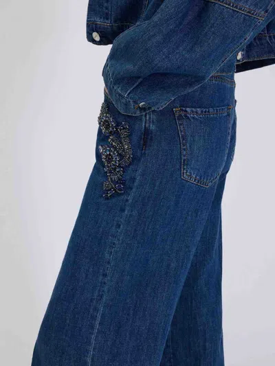 Ermanno Firenze Jeans With Embroidered Stones In Blue