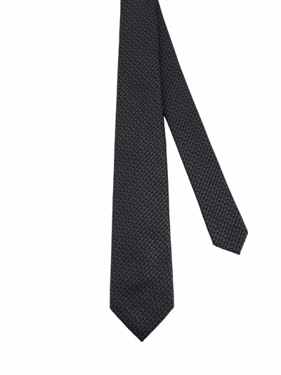 Kiton Silk Tie In Black