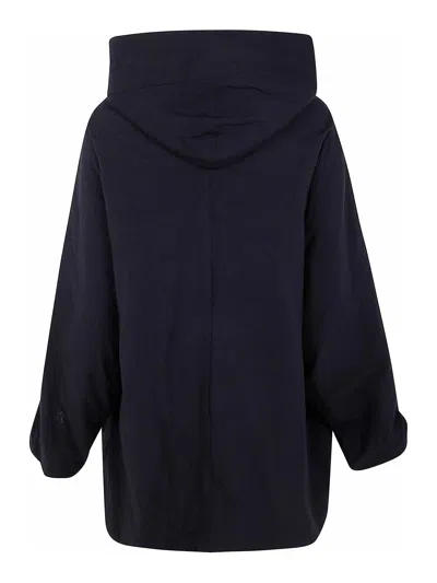 Y's Hooded Buttoned Coat In Blue