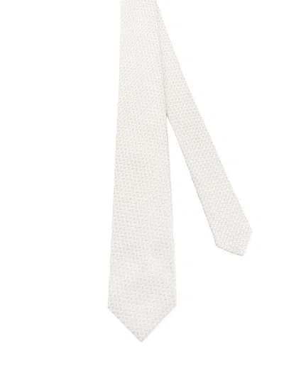 Kiton Silk Tie In White