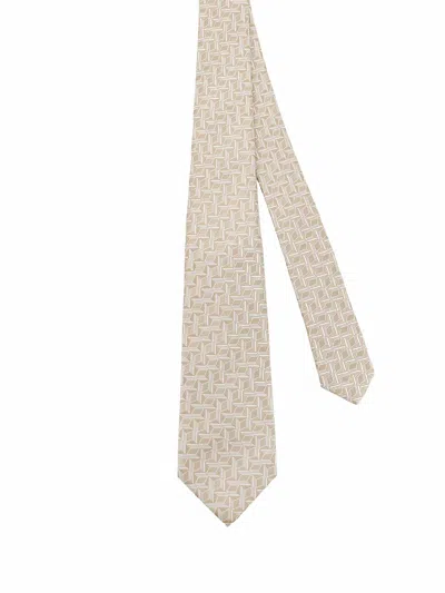 Kiton Silk Tie In Neutral