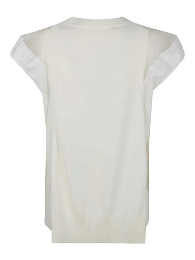 Sacai Cap Sleeve Mesh Knit Pullover In White