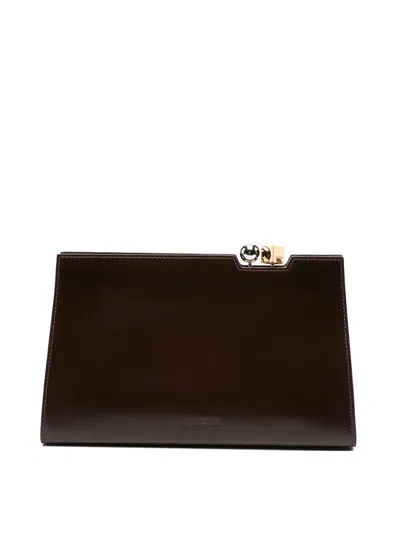 Jacquemus Structured Leather Clutch Bag In Pink