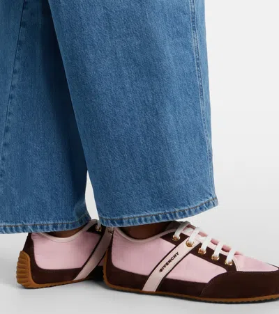 Givenchy Slim Suede-trim Panelled Sneakers In Pink