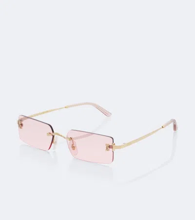 Cartier C De  Rectangular Sunglasses In Pink