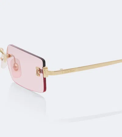 Cartier C De  Rectangular Sunglasses In Pink