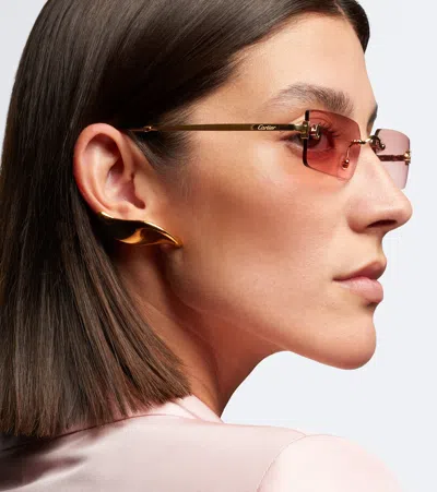 Cartier C De  Rectangular Sunglasses In Pink