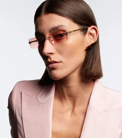 Cartier C De  Rectangular Sunglasses In Pink