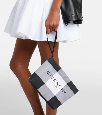 Givenchy Logo Checked Pouch In Black