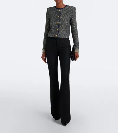Balmain Sequined Tweed Jacket In Black