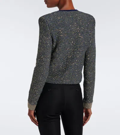 Balmain Sequined Tweed Jacket In Black