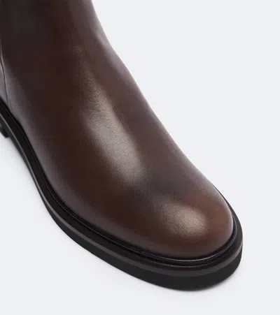 Max Mara Leather Ankle Boots In Brown