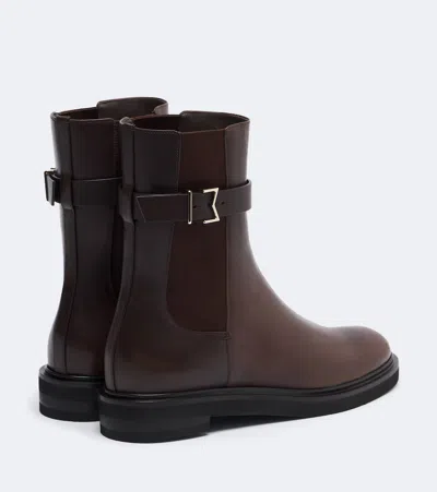Max Mara Leather Ankle Boots In Brown