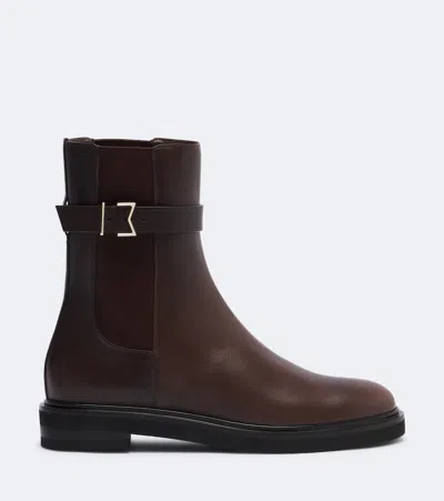 Max Mara Leather Ankle Boots In Brown