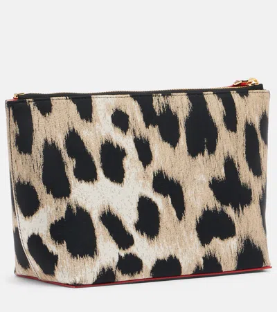 Givenchy Logo Leopard-print Pouch In Beige