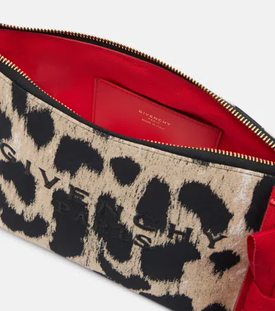 Givenchy Logo Leopard-print Pouch In Beige
