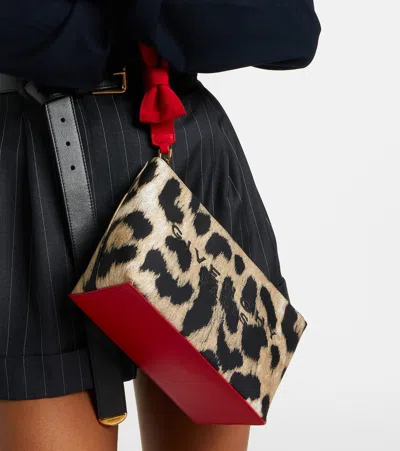 Givenchy Logo Leopard-print Pouch In Beige