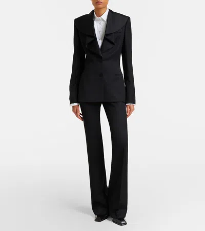 Alexander Mcqueen Structured Tailored Jacket With Statement Lapels In Black