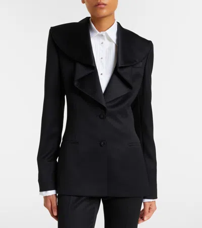 Alexander Mcqueen Structured Tailored Jacket With Statement Lapels In Black