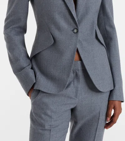 Alexander Mcqueen Wool Blazer In Gray