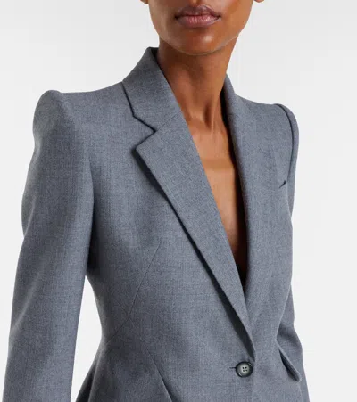 Alexander Mcqueen Wool Blazer In Gray