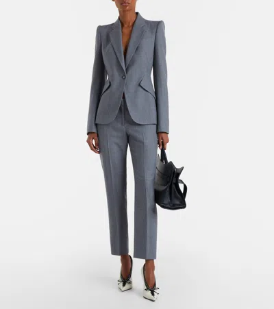Alexander Mcqueen Wool Blazer In Gray