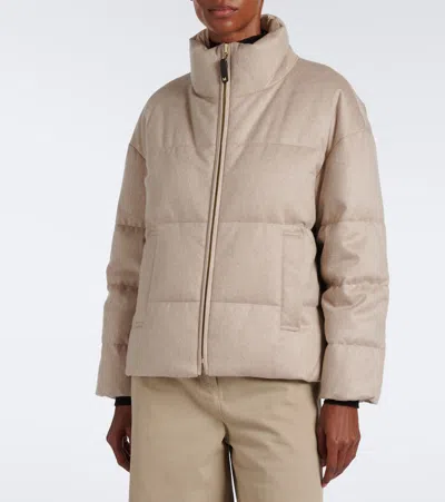 Max Mara Reversible Cashmere Down Jacket In Neutral