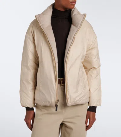 Max Mara Reversible Cashmere Down Jacket In Neutral