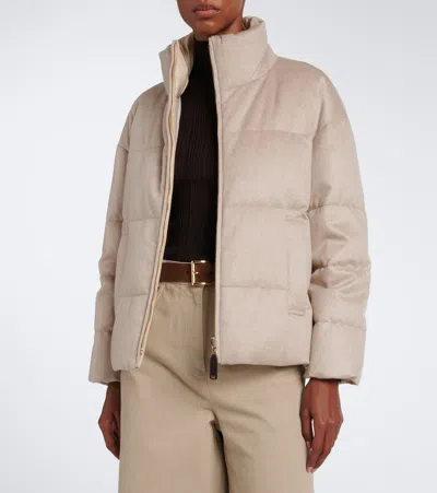 Max Mara Reversible Cashmere Down Jacket In Neutral