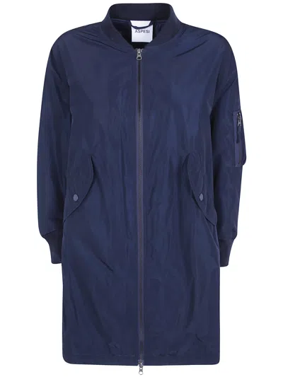 Aspesi Zip-up Parka Coat In Black