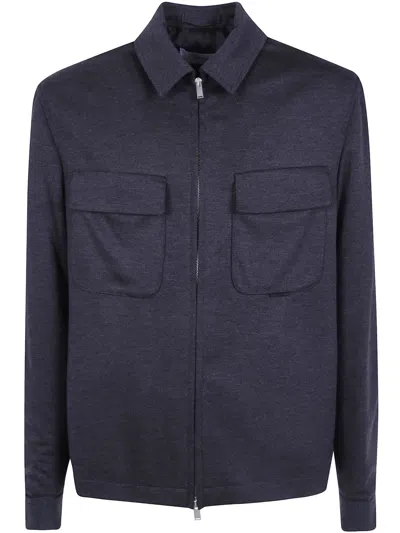 Lardini Zip-up Flap-pocket Jacket In Blue