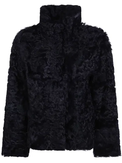 P.a.r.o.s.h High-neck Shearling-effect Jacket In Blue