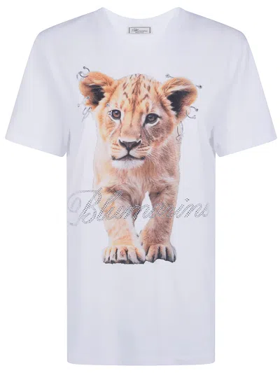 Blumarine Lion-print Crystal-embellished T-shirt In White